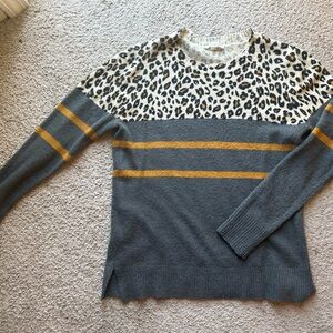 beachlunchlounge Cream and Gold Leopard Print Sweater